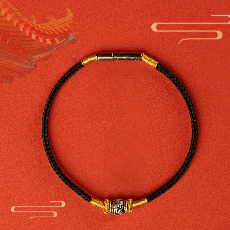 Red String Black String Six True Words 925 Sterling Silver Peace Bracelet