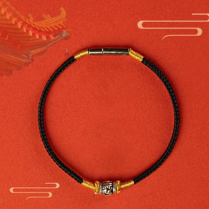 Red String Black String Six True Words 925 Sterling Silver Peace Bracelet
