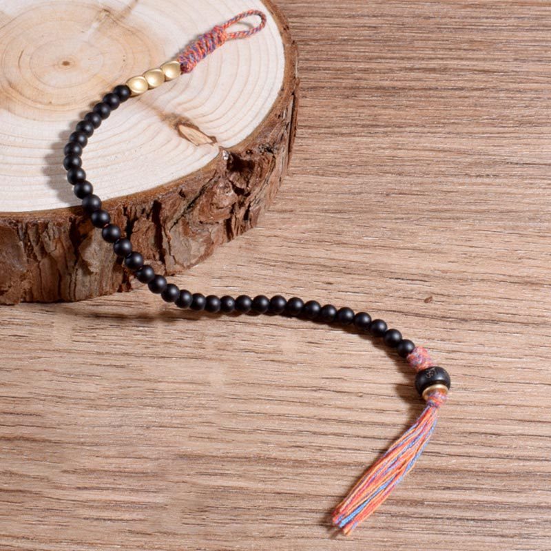 Handmade Tibetan Black Onyx Tassel Bracelet
