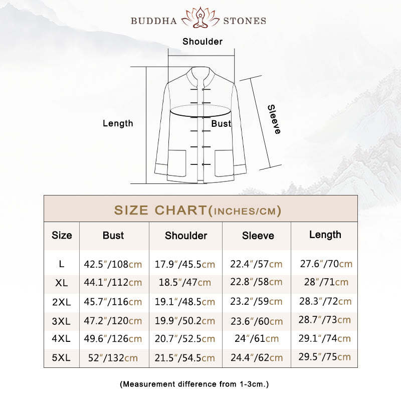 2Pcs Zen Tang Suit Men's Frog-Button Long Sleeve Shirt Pants Set With Pockets