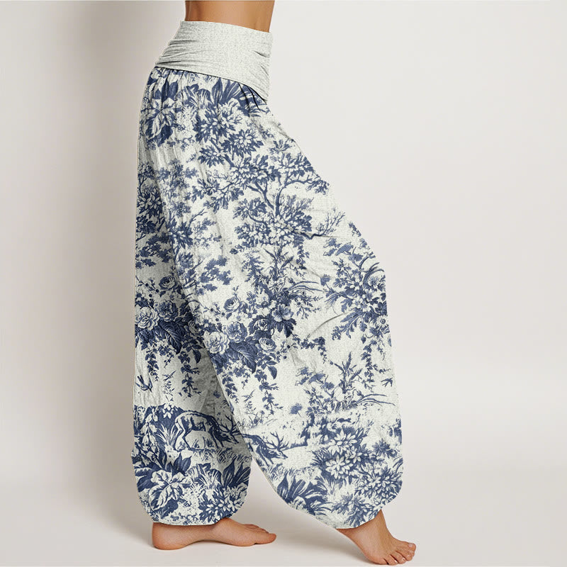 Casual Rocky Floral Pattern Women's Elastic Waist Harem Pants