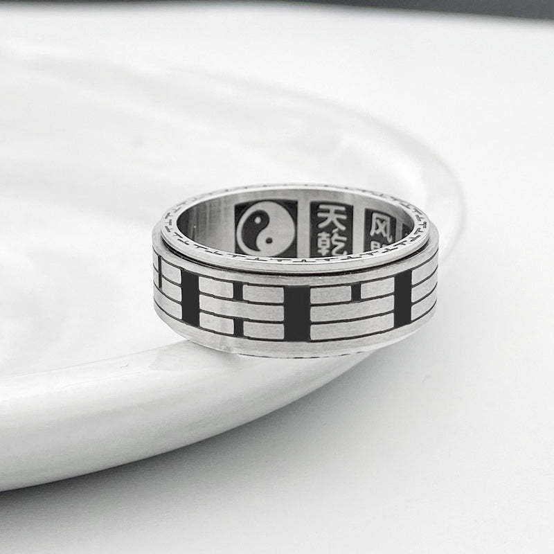 Bagua Yin Yang Titanium Steel Balance Rotatable Ring