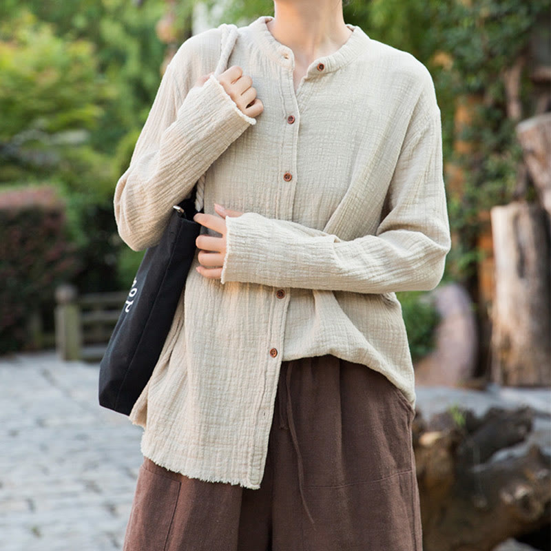 Literary Artistic Double-Layered Sand Wash Cotton Linen Clothing