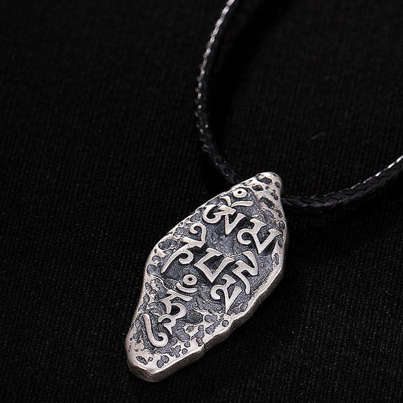 Tibetan 925 Sterling Silver Om Mani Padme Hum Dorje Vajra Engraved Strength Necklace Pendant