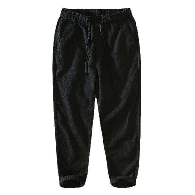 Summer Casual Drawstring Ramie Linen Men's Pants With Pockets