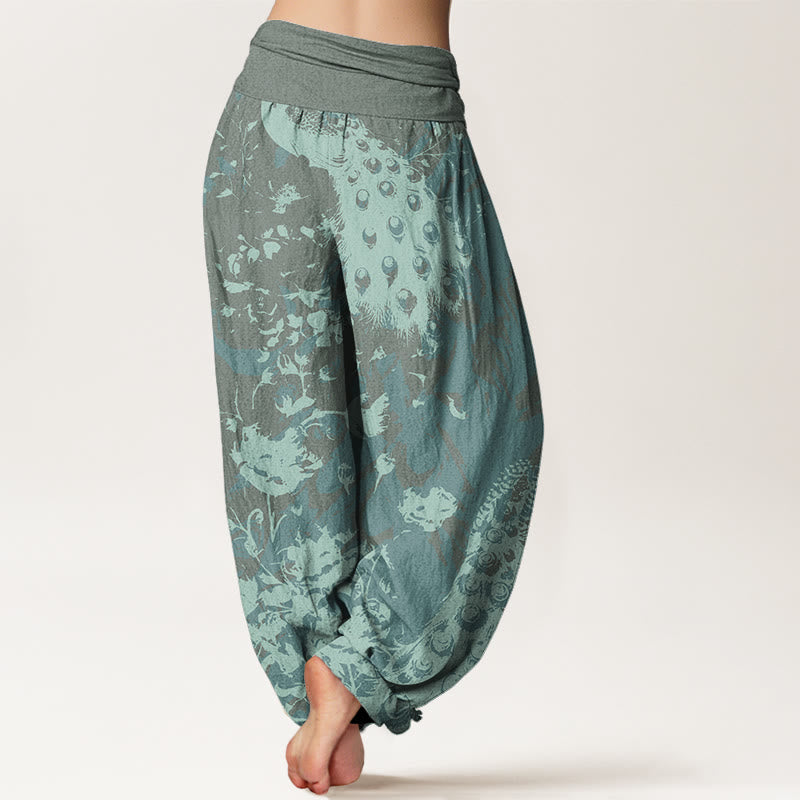 Casual Peacock Grassland Women's Elastic Waist Harem Pants