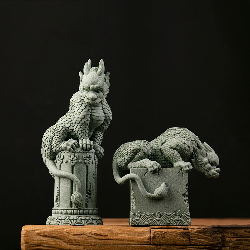Feng Shui Standing Sitting Dragon Success Luck Home Decoration