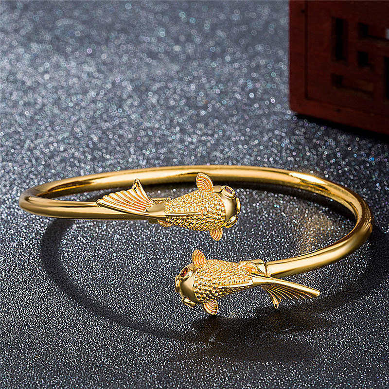 Double Koi Fish Copper Prosperity Wealth Bracelet