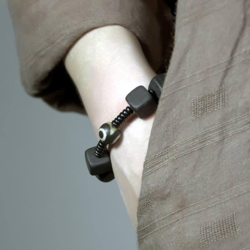 Tibetan Ebony Wood Dzi Bead Strength Bracelet