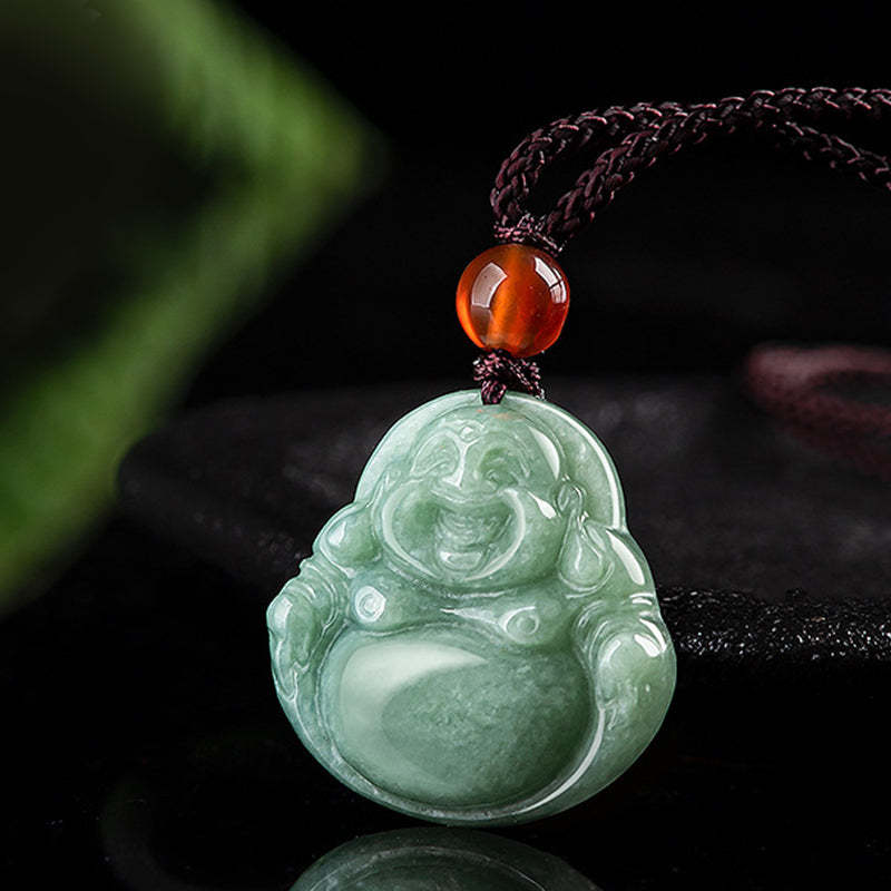 Laughing mystic zen Cyan Jade Success Necklace String Pendant
