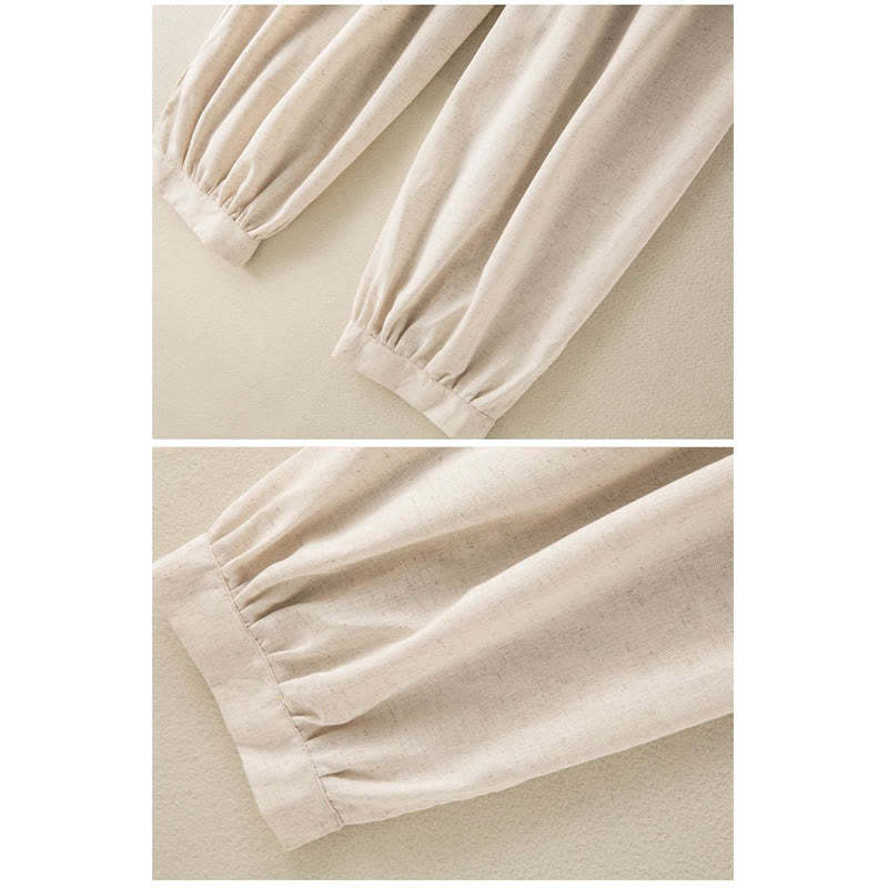 Plain Cotton Drawstring Women's Harem Pants With Pockets