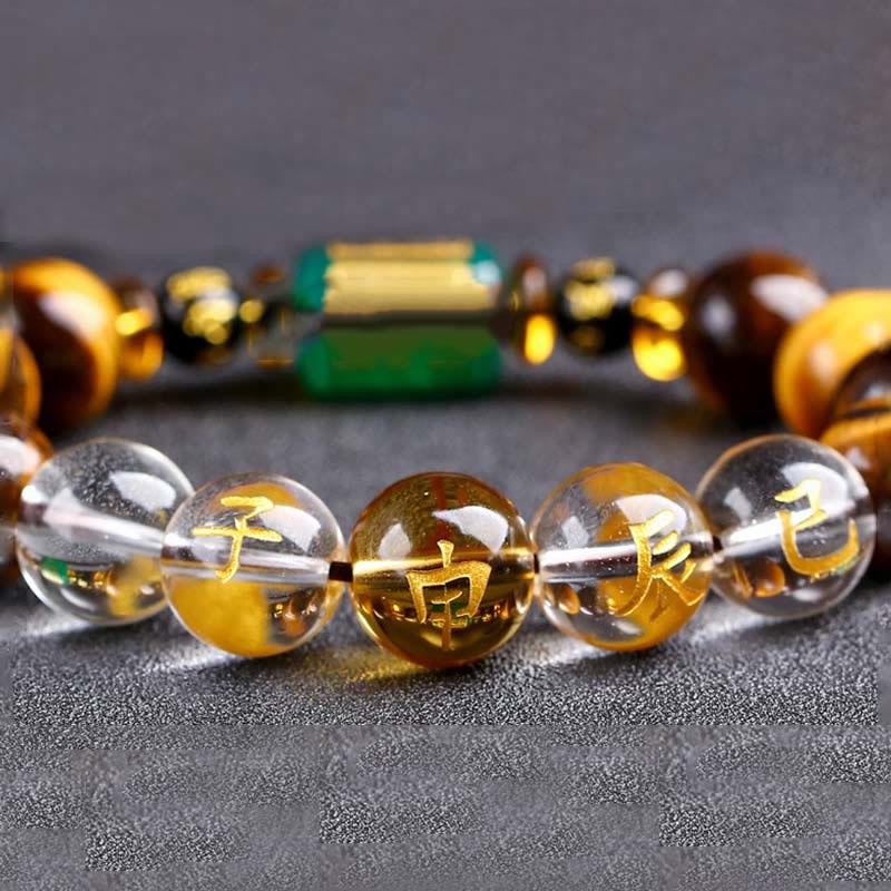 Chinese Zodiac Tiger Eye White Crystal Courage Bracelet