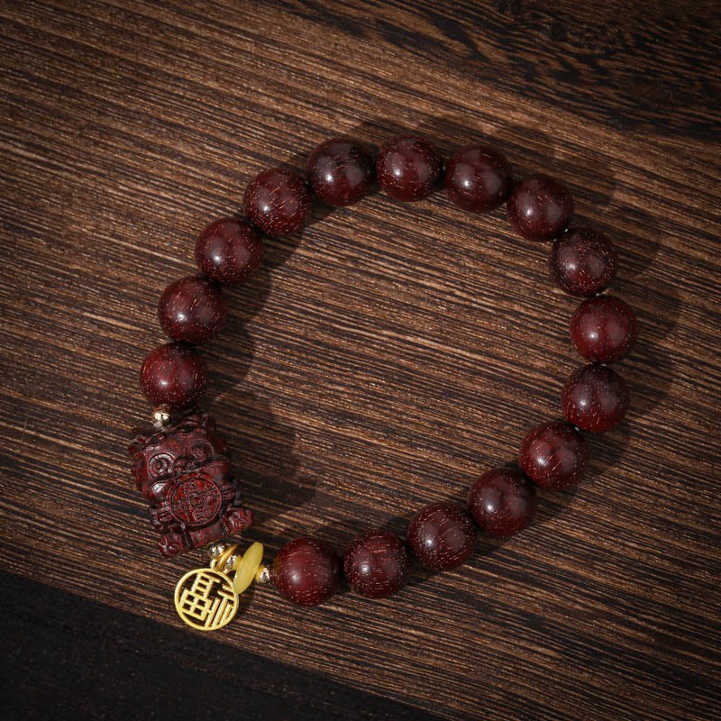 Small Leaf Red Sandalwood Gold Swallower Calm Bracelet