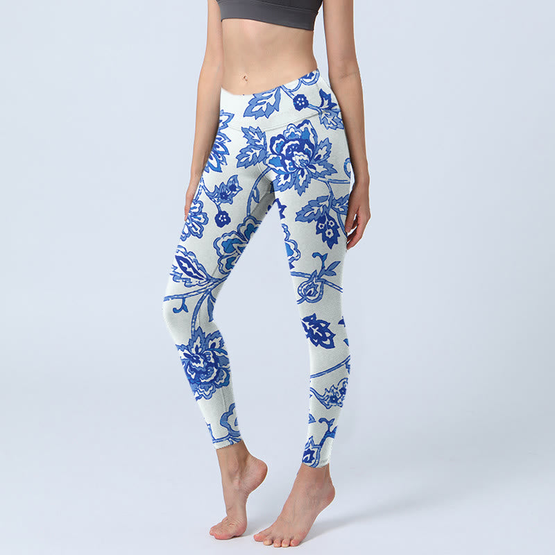 Flowers Print Gym Leggings Women's Yoga Pants