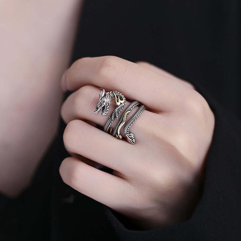 Vintage Dragon Pattern Copper Strength Ring