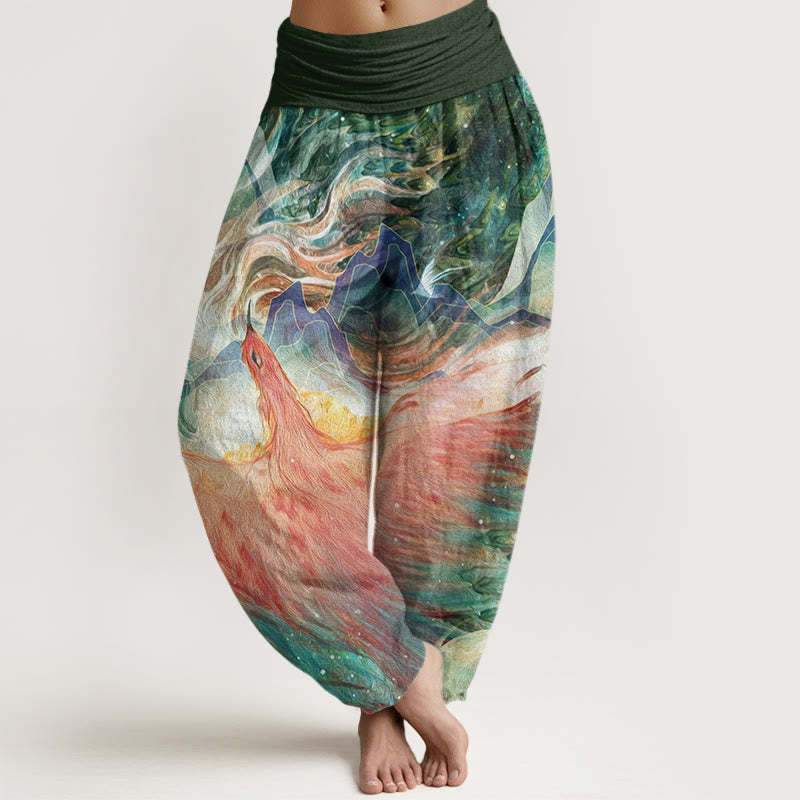Mythical Creature Pattern Women's Elastic Waist Harem Pants