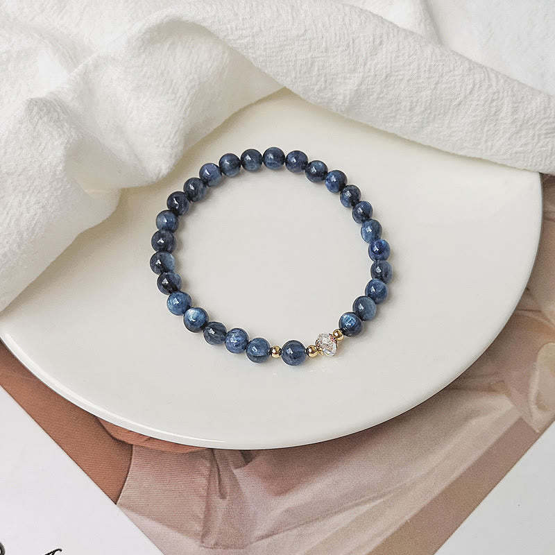 14K Gold Plated Copper Aquamarine White Crystal White Agate Blue Crystal Healing Bracelet