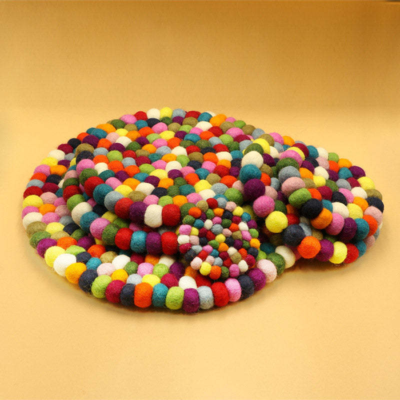 Tibetan Singing Bowl Handcraft Felted Wool Cushion Decoration