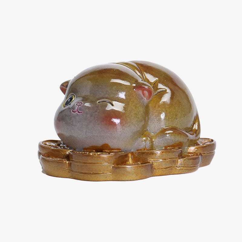 Color Changing Cute Mini Cat Resin Tea Pet Wealth Home Figurine Decoration