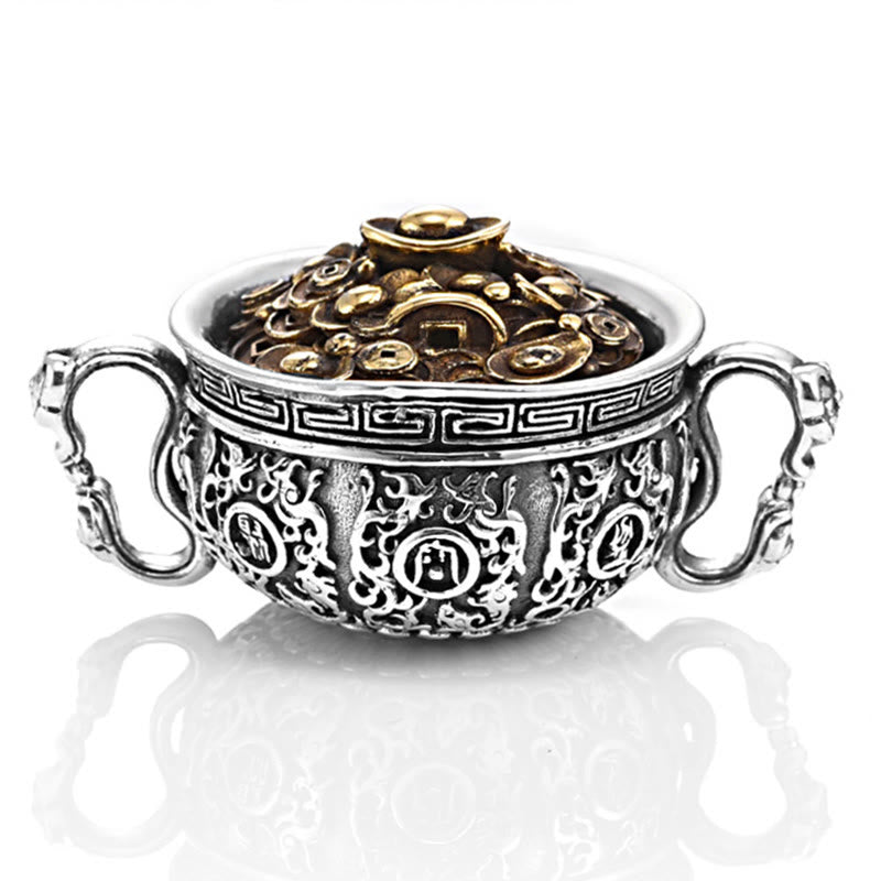 Treasure Bowl Copper Coin Ingots Wealth Necklace Pendant