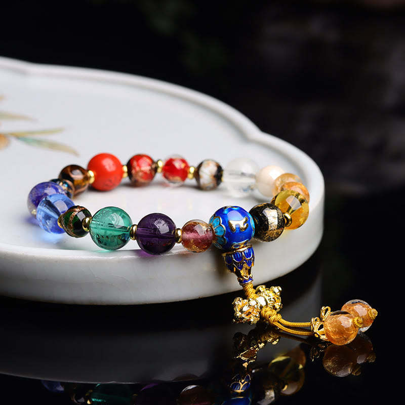 Tibetan Colorful Incense Ash Liuli Glass Bead Om Mani Padme Hum Dorje Vajra 18 Beads Wrist Mala