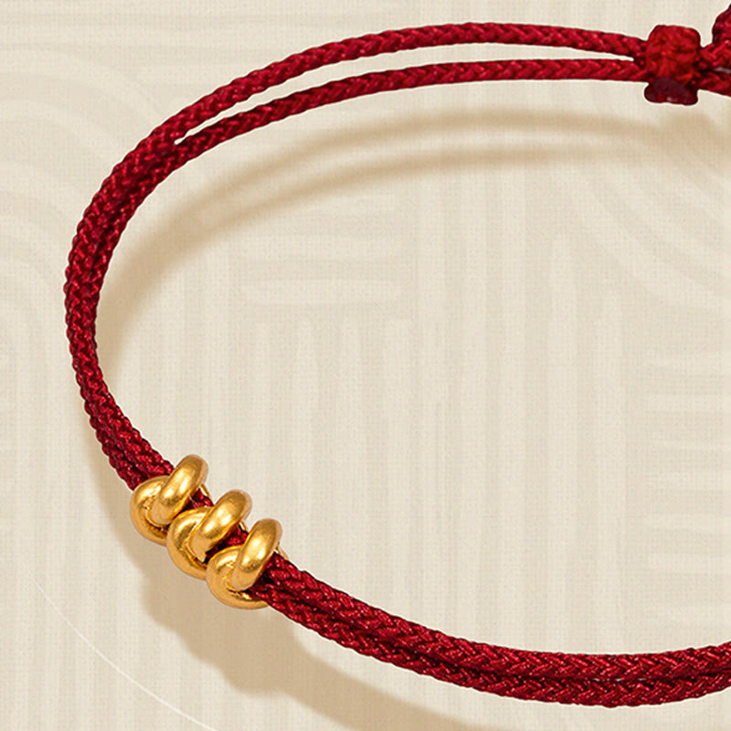999 Gold Wish Knot Design Handmade Luck?Braided Rope Bracelet