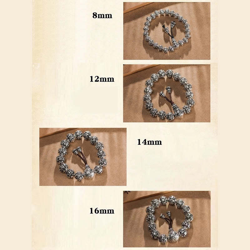 Tibetan Om Mani Padme Hum Carved Alloy Beads Amulet Bracelet (Extra 35% Off | USE CODE: FS35)