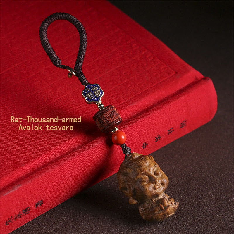 Chinese Zodiac Natal mystic zen Green Sandalwood Om Mani Padme Hum Peace Key Chain