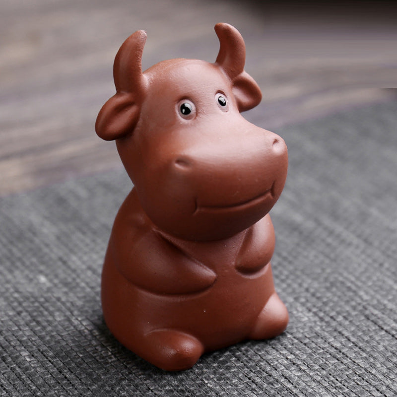 Chinese Zodiac Purple Clay Wealth Ceramic Tea Pet Home Figurine Decoration