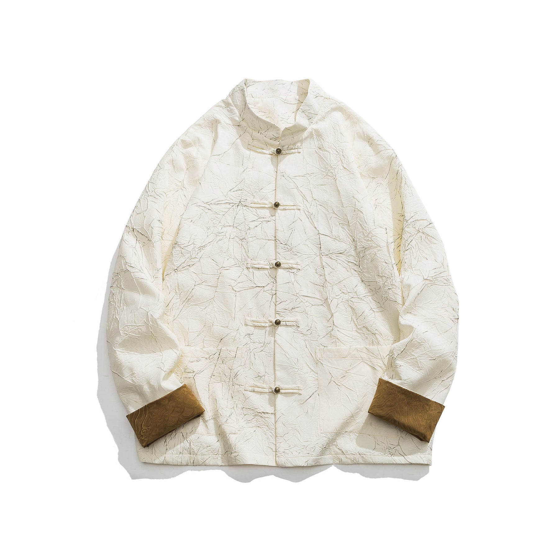 Men's Frog-Button Tang Suit Tree Branches Jacket Shirt With Pockets