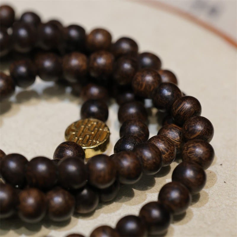 108 Mala Beads Brunei Agarwood Amber Red Agate Peace Buckle Jade Peace Bracelet