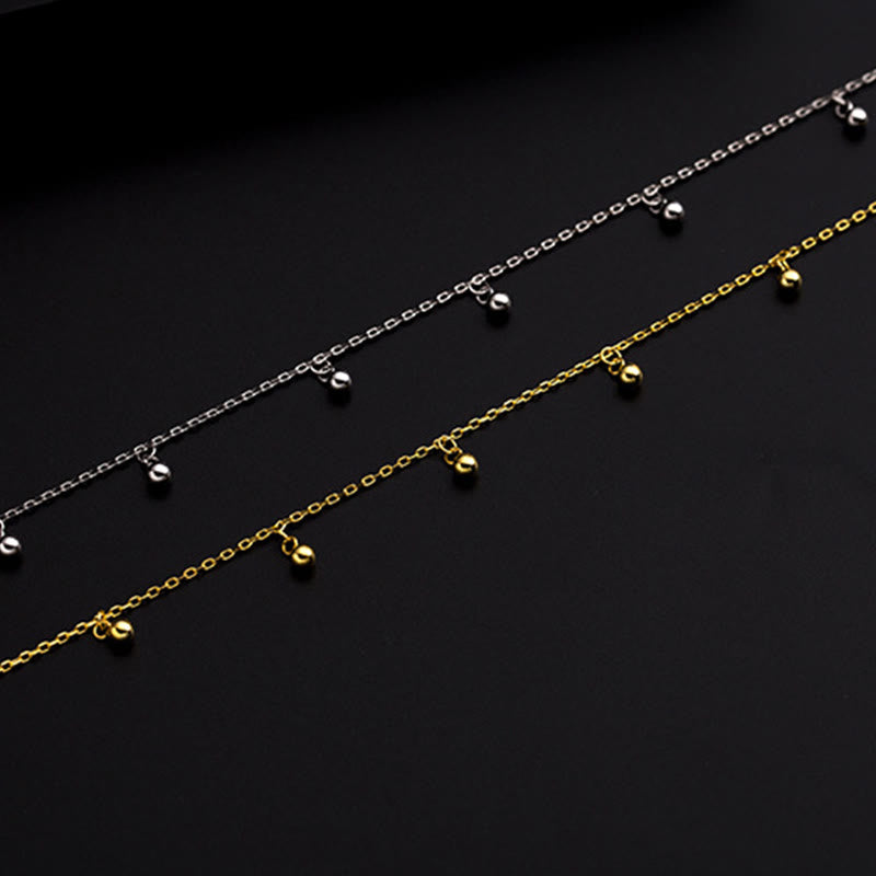 925 Sterling Silver Small Beads Charm Blessing Anklet