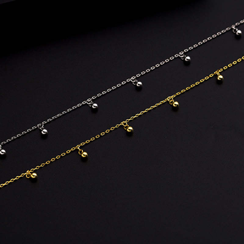 925 Sterling Silver Small Beads Charm Blessing Anklet