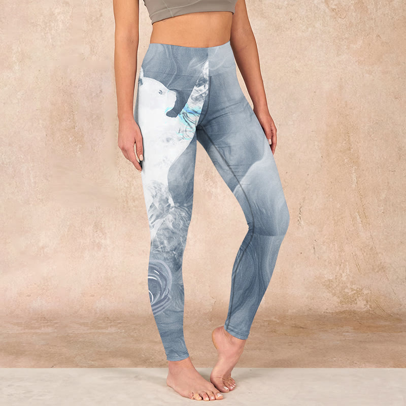 Light Slate Gray White Cat Exercise Leggings Women's Yoga Pants