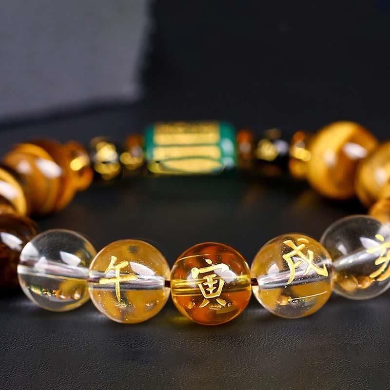 Chinese Zodiac Tiger Eye White Crystal Courage Bracelet