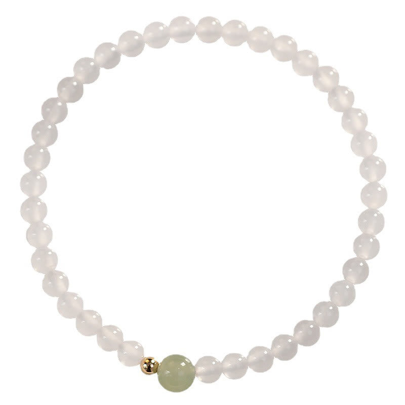 Natural White Agate Jade Luck Protection Bracelet