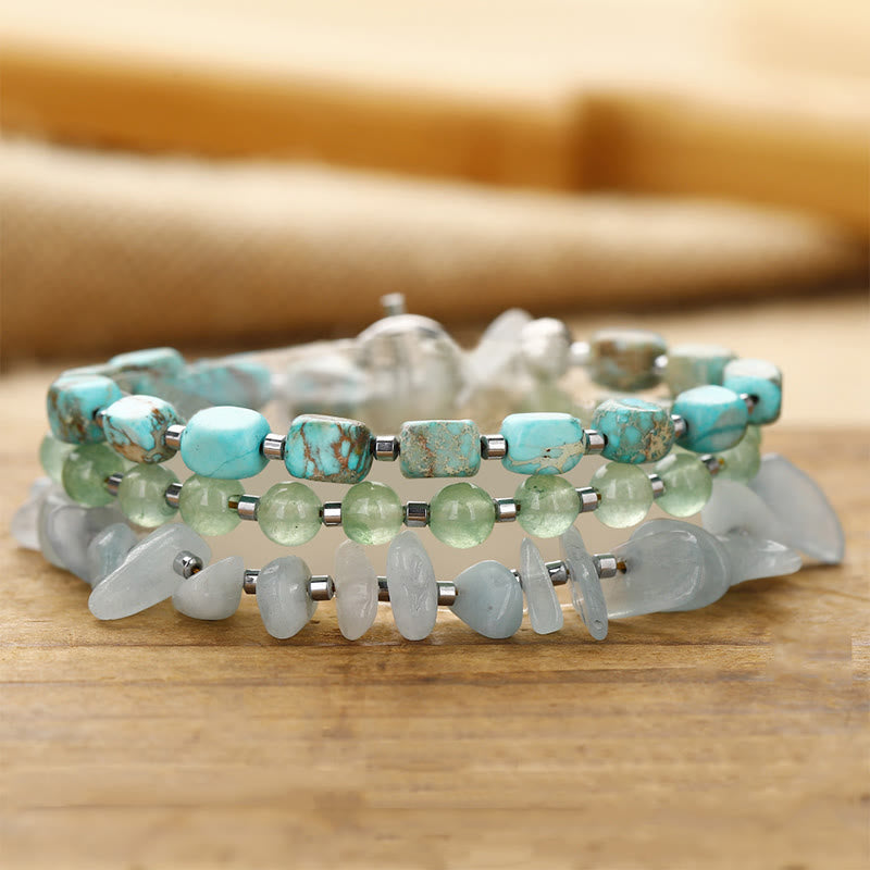 Green Emperor Stone Green Aventurine Happiness Triple Wrap Bracelet