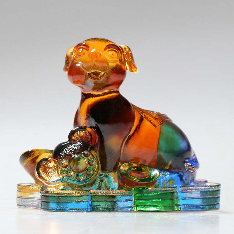 Year of the Dragon Handmade 12 Chinese Zodiac Liuli Crystal Art Piece Protection Home Office Decoration