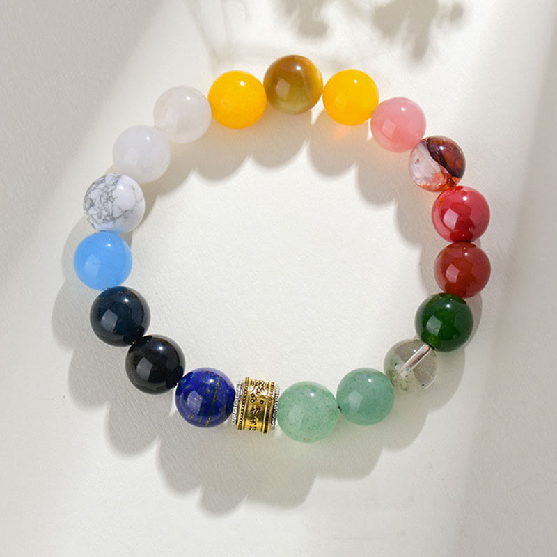 Five Elements Various Agate Crystal Rutilated Quartz Tiger Eye Yellow Agate Citrine Luck Bracelet