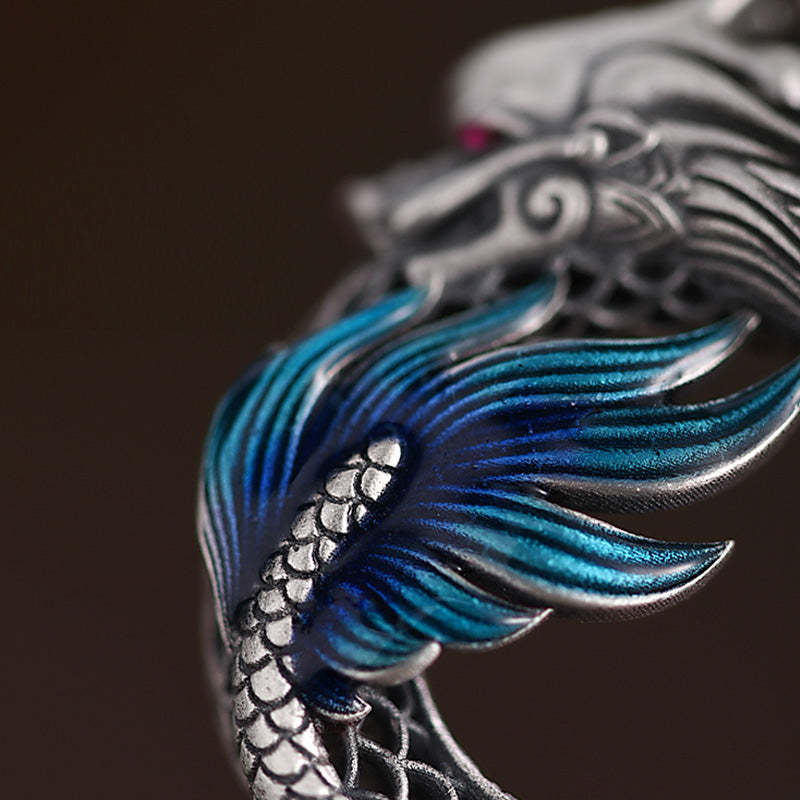 999 Sterling Silver Year Of The Dragon Auspicious Peace Buckle Carved Success Necklace Pendant (Extra 30% Off | USE CODE: FS30)