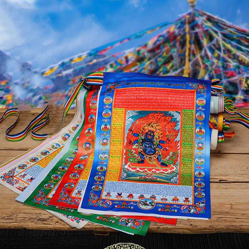 Tibetan 10 Colors Windhorse mystic zen Healing Auspicious Outdoor Prayer Flag