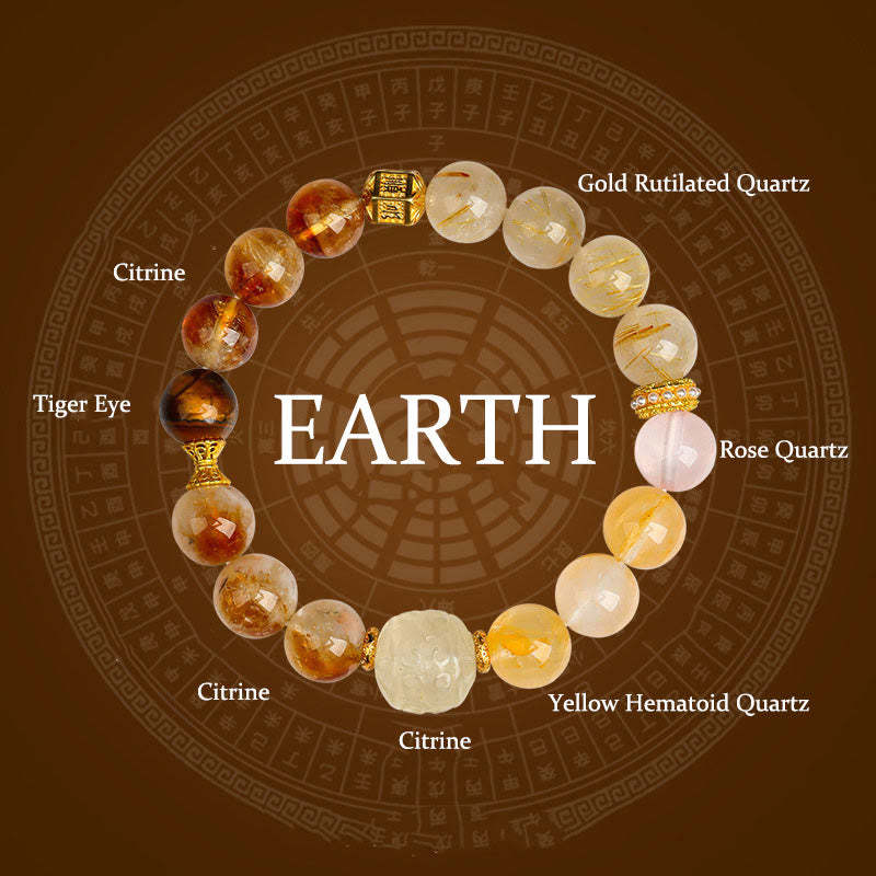 Five Elements Various Agate Crystal Green Phantom Rutilated Quartz Green Grape Agate Malachite Luck Bracelet