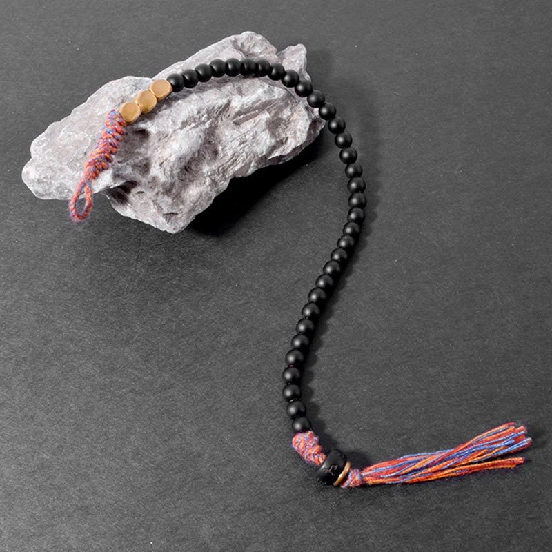 Handmade Tibetan Black Onyx Tassel Bracelet
