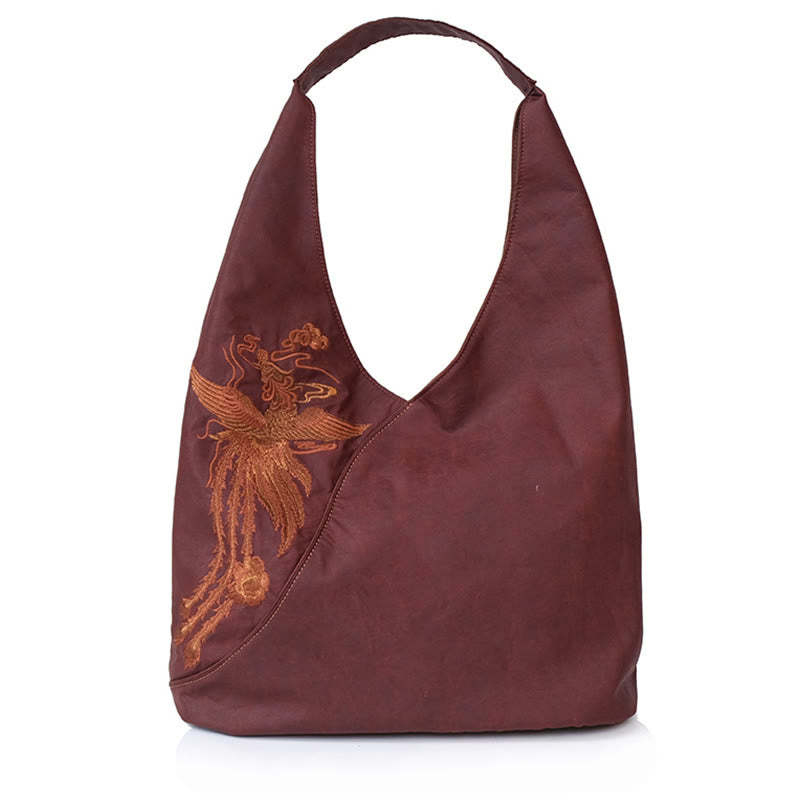 Fish Flower Phoenix Embroidery Xiangyunsha Silk Shoulder Bag