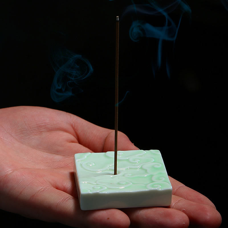 Mini Auspicious Clouds Design Healing Stick Ceramic Small Incense Burner Decoration