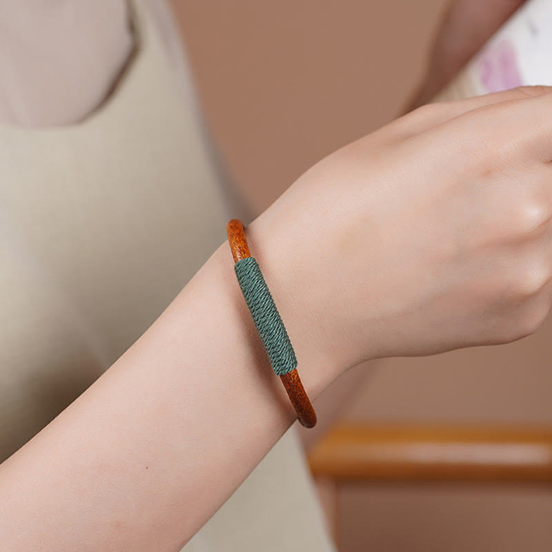 Tibetan Leather Handmade Five Elements Luck Braid String Buckle Bracelet