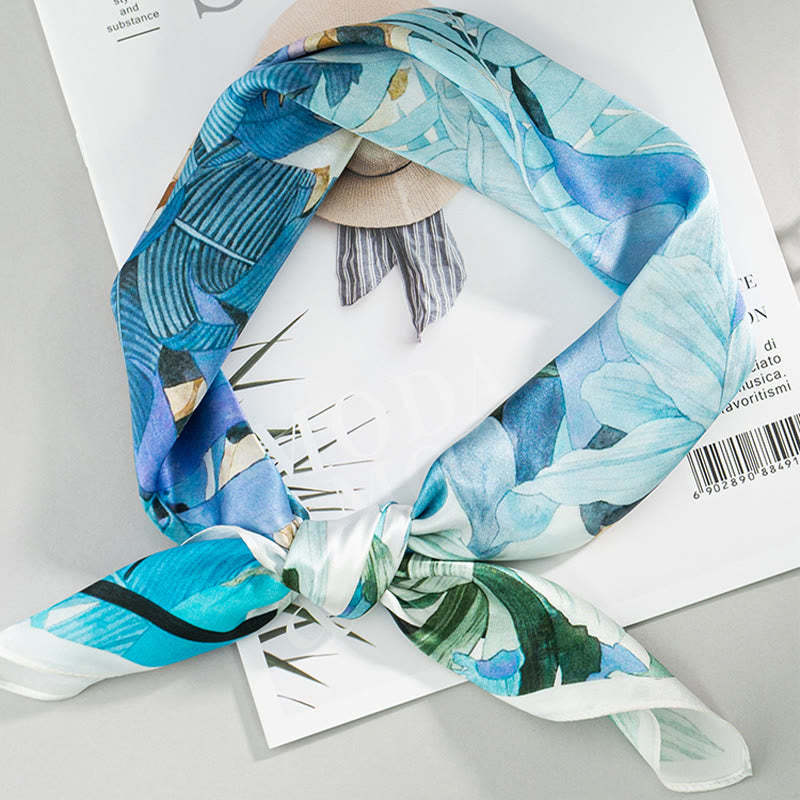 Jungle Oil Painting Auspicious Clouds 100% Mulberry Silk Scarf Premium Grade 6A Double-sided Silk Neck Scarf