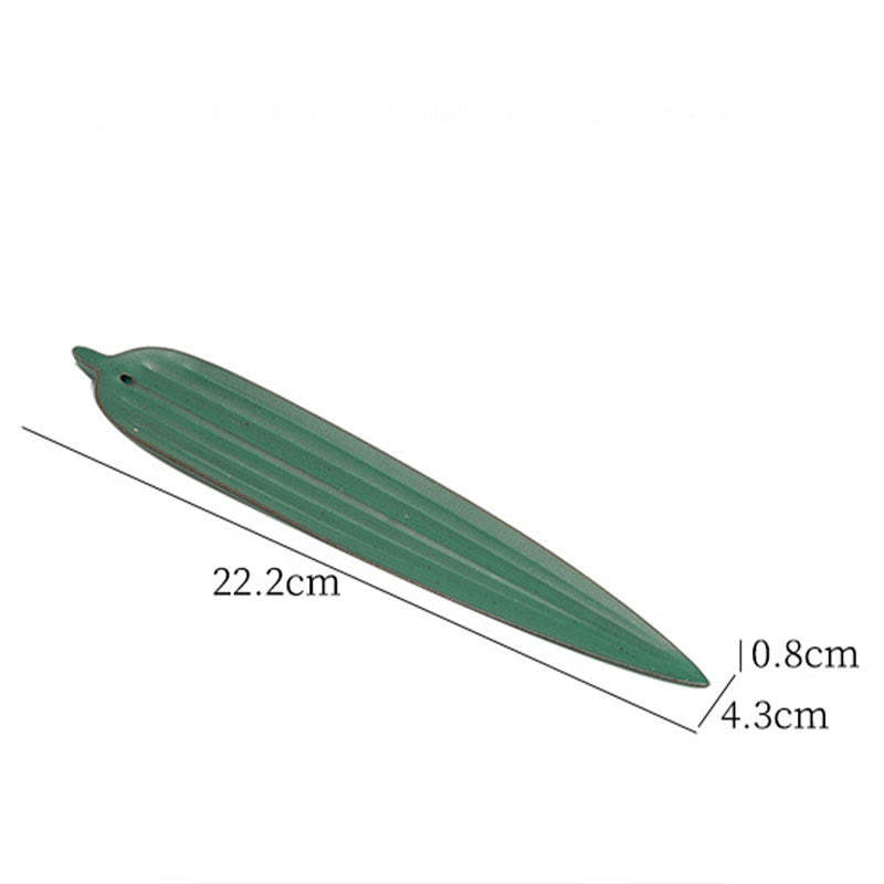Green Bamboo Leaf Healing Ceramic Incense Burner Decoration