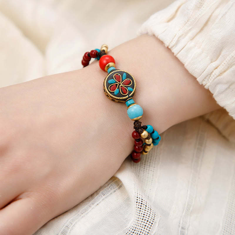 Tibetan Turquoise Om Mani Padme Hum Protection Strength Bracelet
