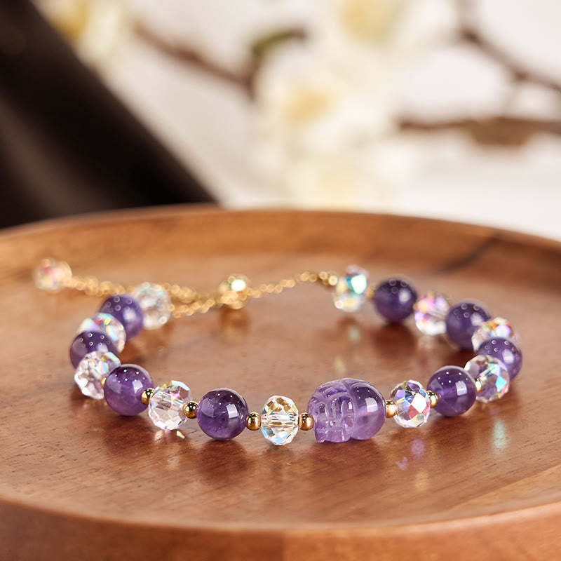 Natural Amethyst Pixiu Crystal Balance Bracelet